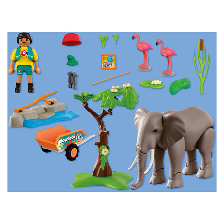Playmobil animaux amis éléphant avec gardien de zoo - 72068