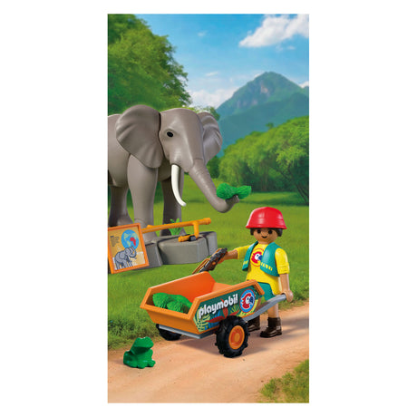 Playmobil animaux amis éléphant avec gardien de zoo - 72068