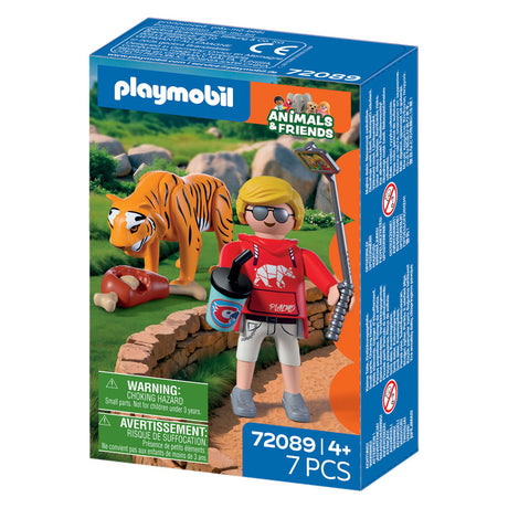 Playmobil dierentuin speelset tijger en bezoeker met accessoires.