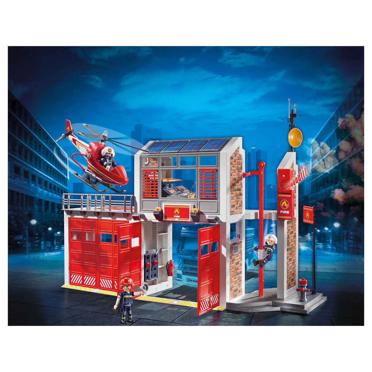 Playmobil City Action grande caserne de pompiers avec hélicoptère 9462