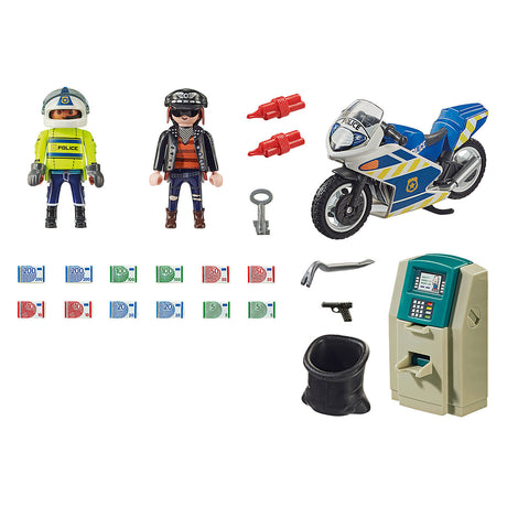Playmobil City Action - Moto de police : jouet de construction à la poursuite du voleur d'argent (70572)
