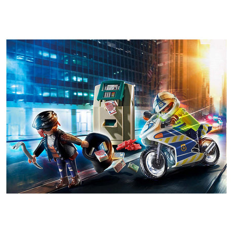 Playmobil City Action - Moto de police : jouet de construction à la poursuite du voleur d'argent (70572)