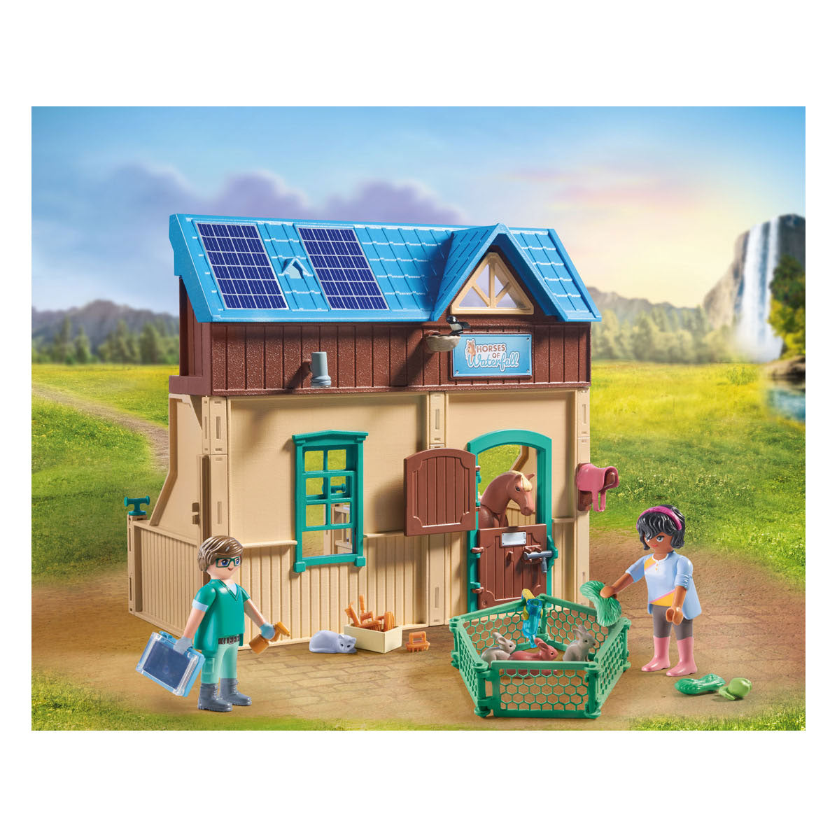 Playmobil Horses eller Waterfall Horse Therapy Veterinary Practice 71352