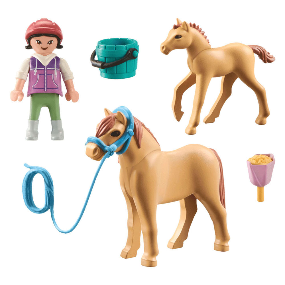 Playmobil Horses ou cascade Enfant avec poney et poulain 71498