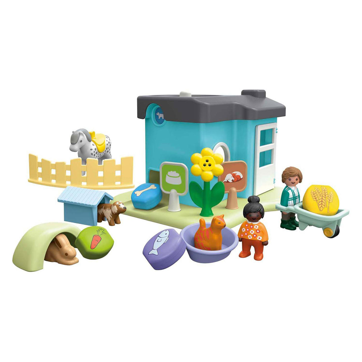 PlayMobil 1.2.3. Pensión animal con máquina de alimentación - 71690