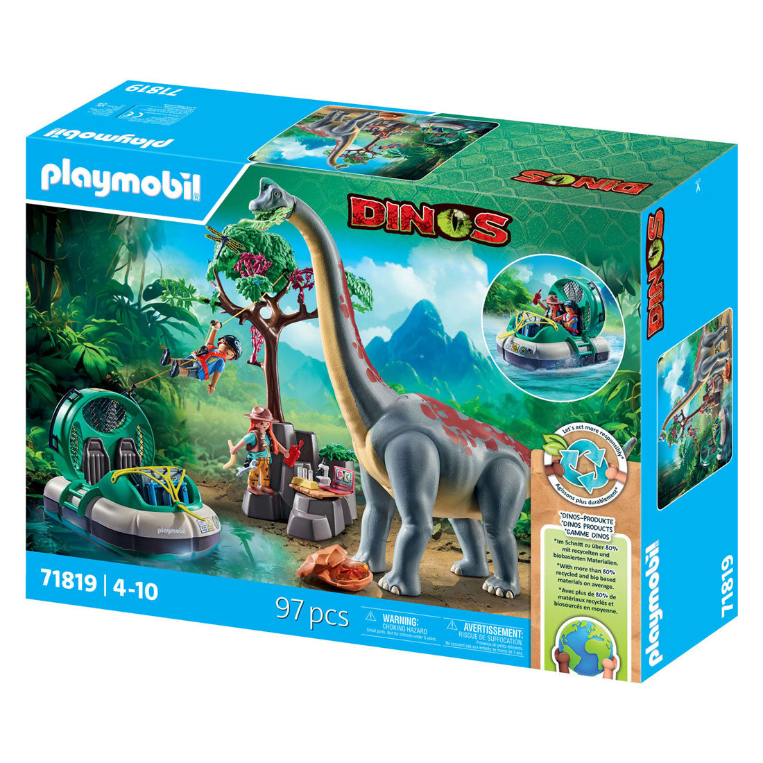 Playmobil Dinos Brachiosaure avec aéroglisseur 71819