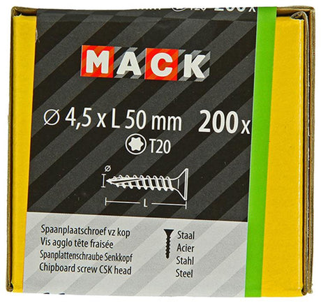 Mack 1020147 - spaanplaatschroef vz kp-zelfb.gvz 200st 4,5 x 50 mm | 2 stuks