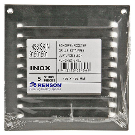 Renson 1006356 - schoepenrooster vlak 438 inox 150x150mm | 5 stuks