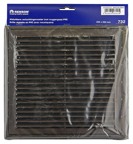 Renson 1006371 - regelbare rooster opb. 732 pvcral 8019 250x250mm | 2 stuks