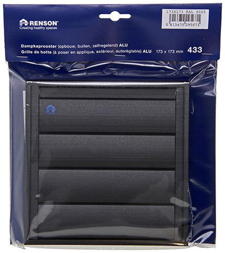 Renson 1057984 - dampkaprooster 433 (173x173) ral 9005 zwart | 2 stuks