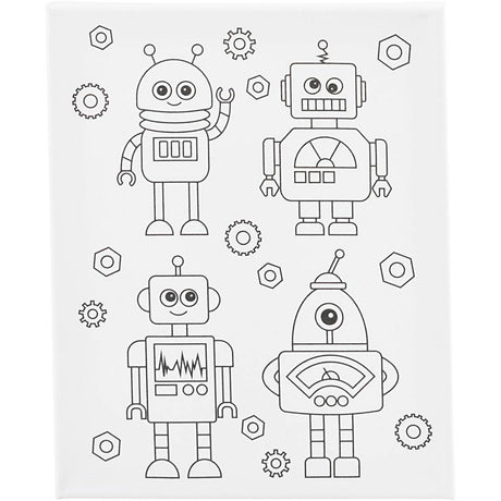 Creativ company toile de peinture avec impression, robots, d: 1,6 cm, taille 24x30 cm, 360 g, 1 pièce