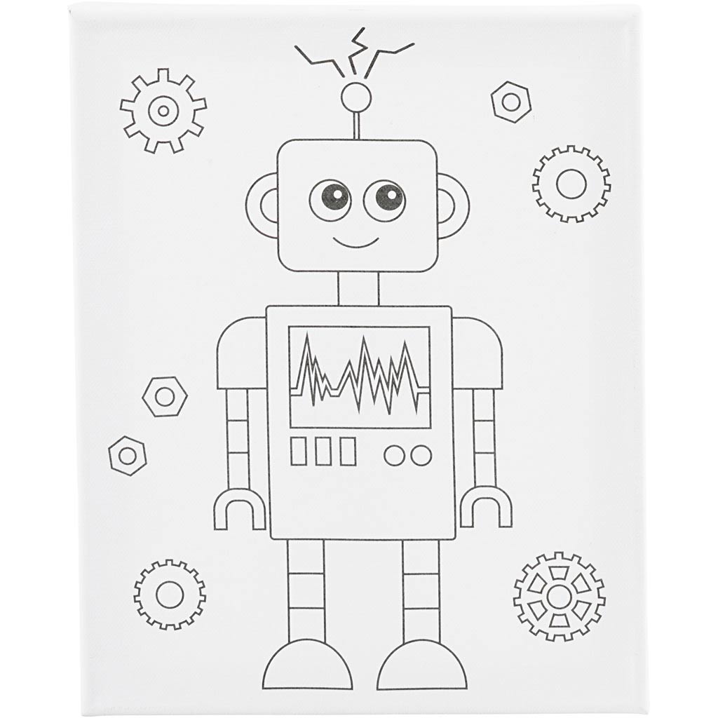 Creativ company toile de peinture avec impression, robot, d: 1,6 cm, taille 24x30 cm, 360 g, 1 pièce