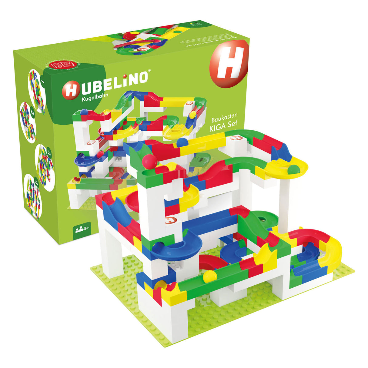 Hubelino – coffret scolaire Kiga avec piste de marbre, boîte de construction, 352 pièces