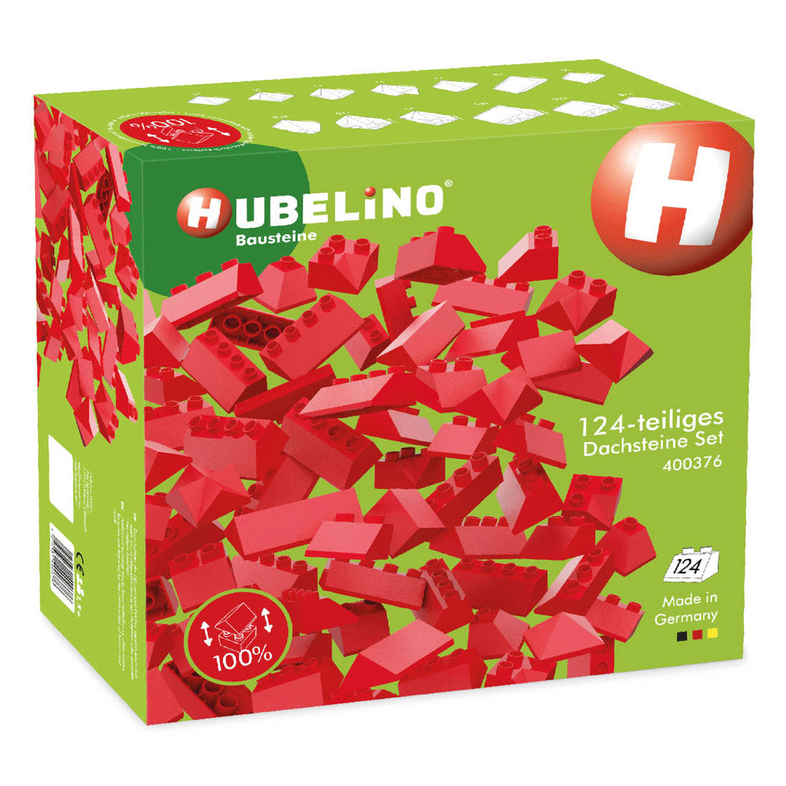 Hubelino roof tile set building blocks, 124dlg.