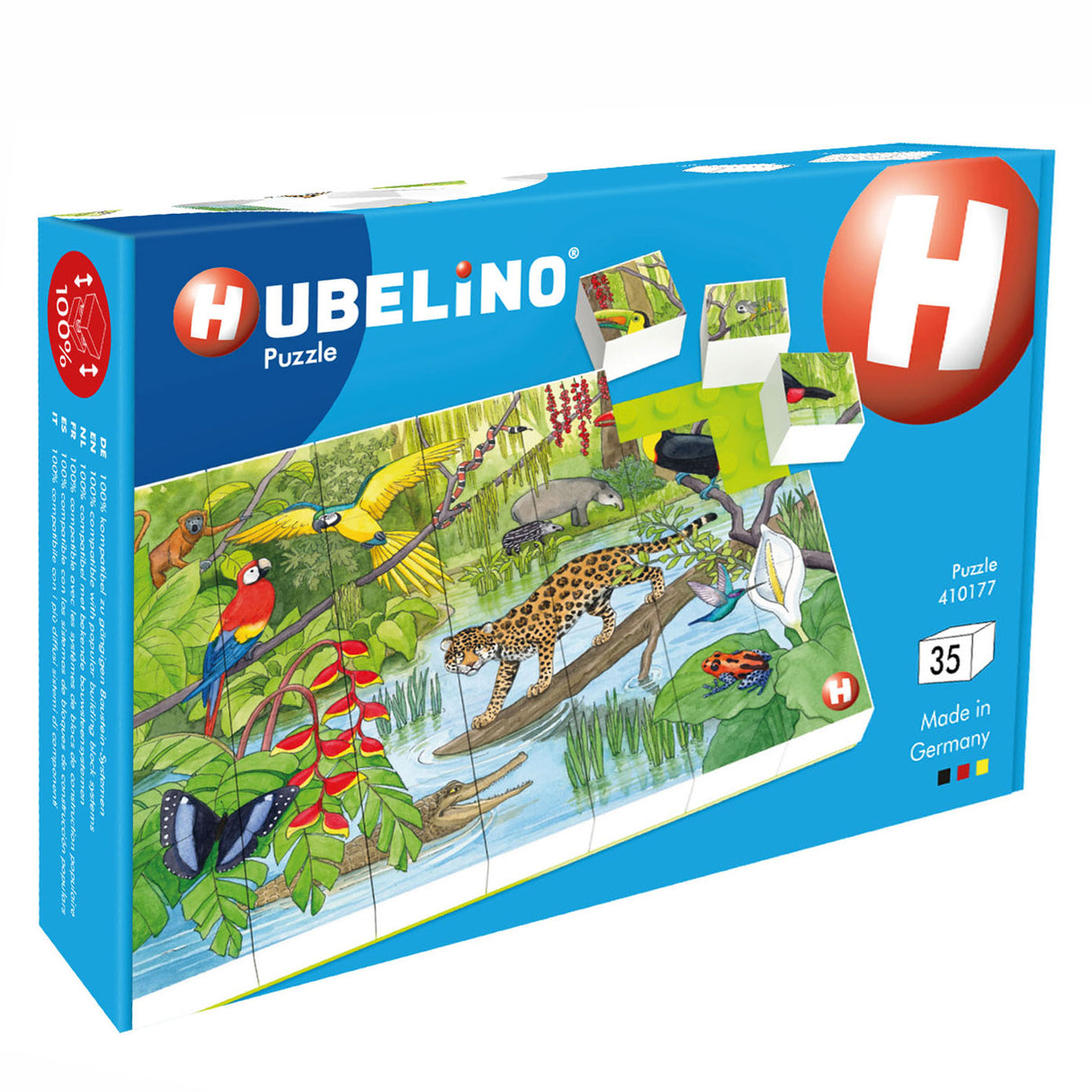 Hubelino Block Puzzle Animaux sauvages dans la forêt tropicale Rainfore, 35e.