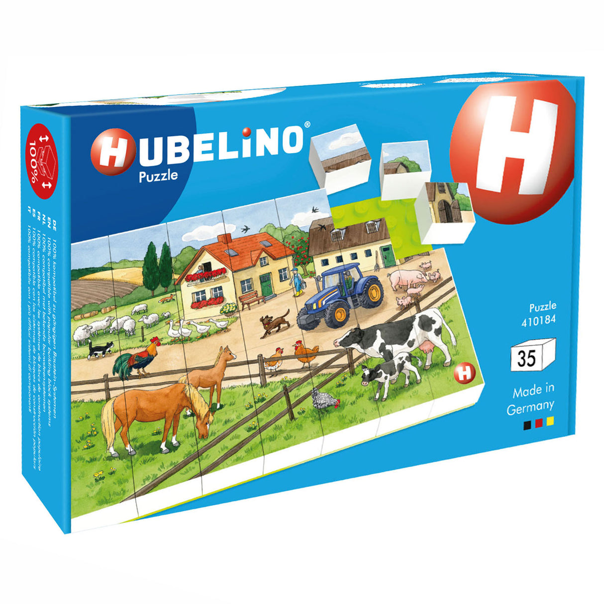 Hubelino bloc puzzle vie à la ferme - 35 pcs.