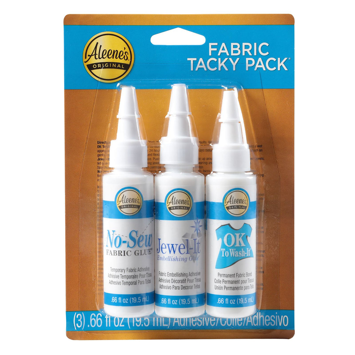 Aleene's • pack d'essai de colle collante pour tissu 3 pièces