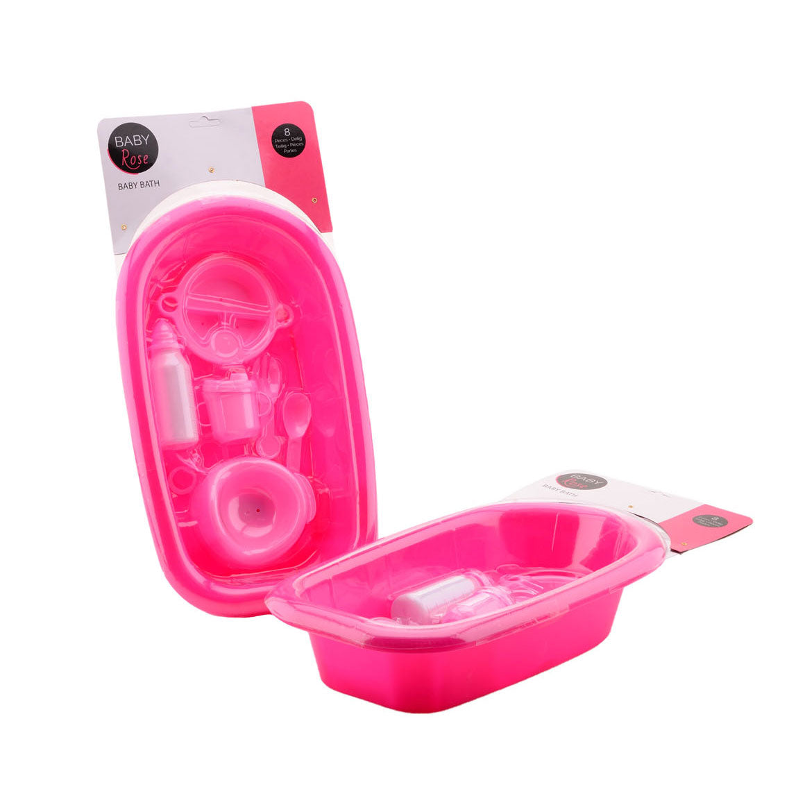 Baignoire bébé rose avec accessoires