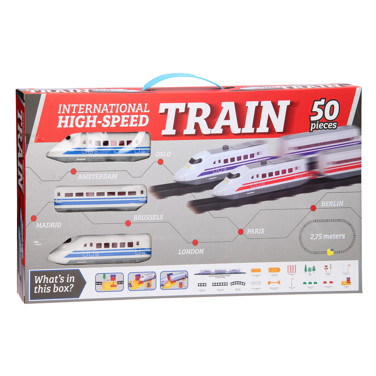 Coffret de train à grande vitesse Johntoy, 50 pièces.