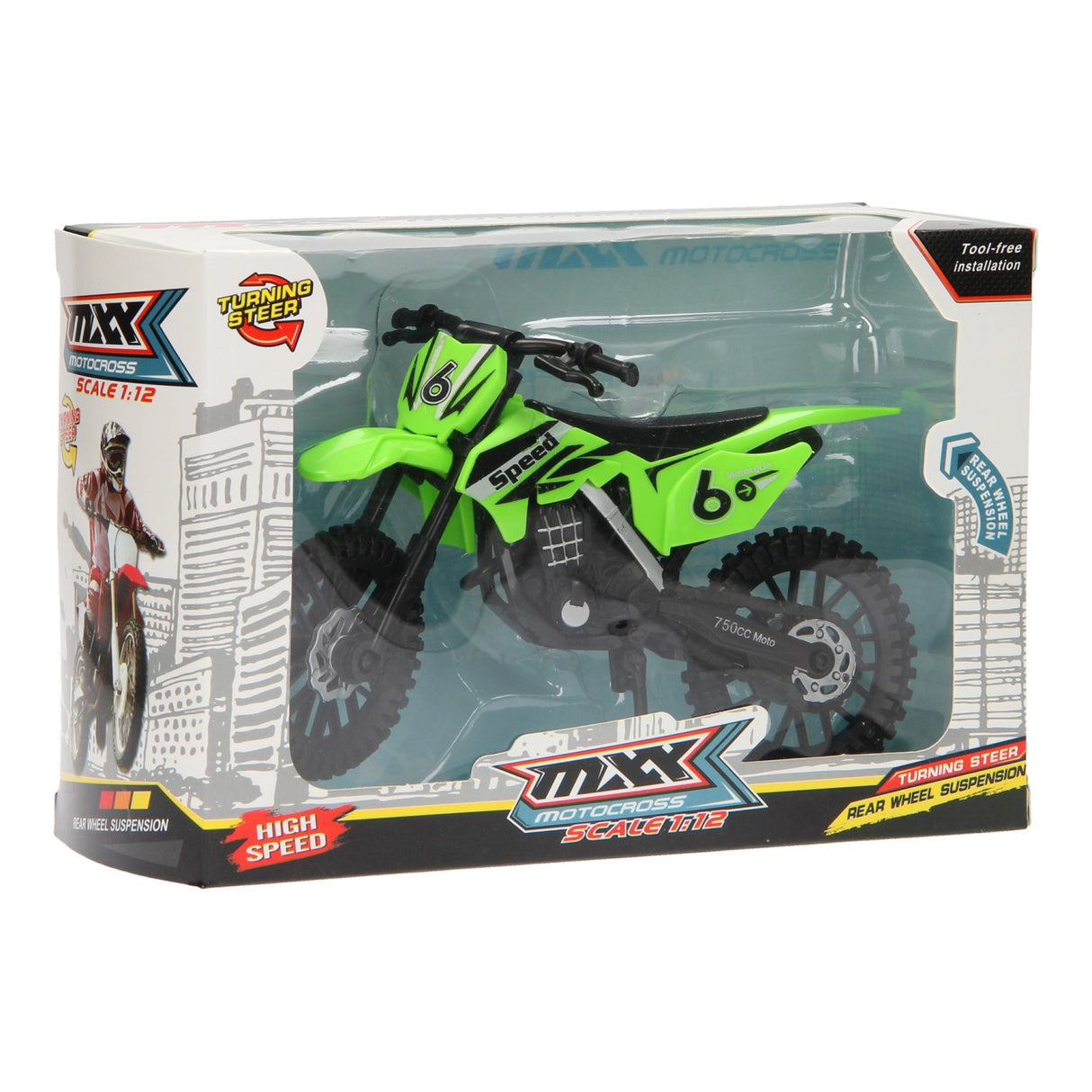 Moto Johntoy avec suspension de roue arrière