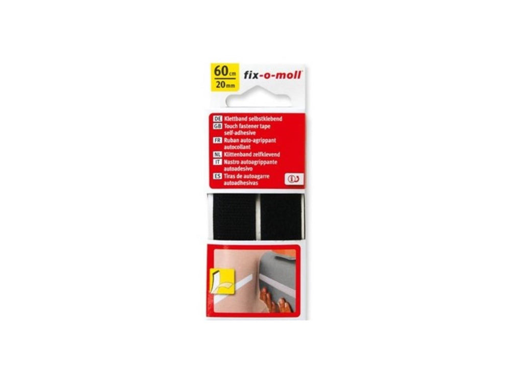 Bande Velcro adhésive Fix-o-moll 60cm noire