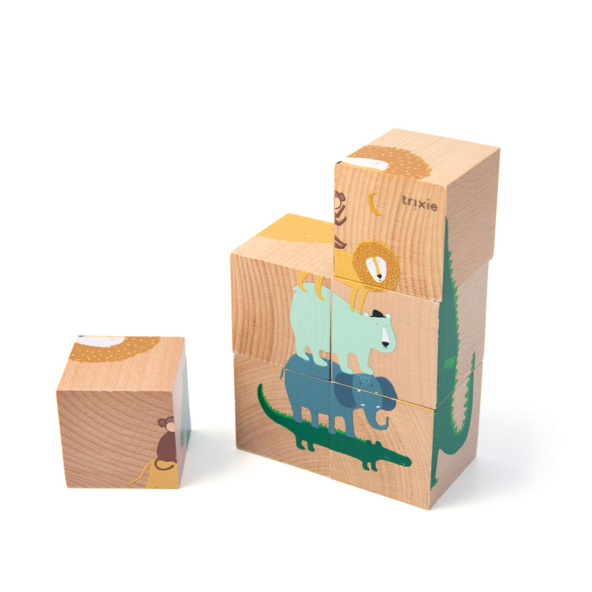 Animali da puzzle a blocchi di legno trixie