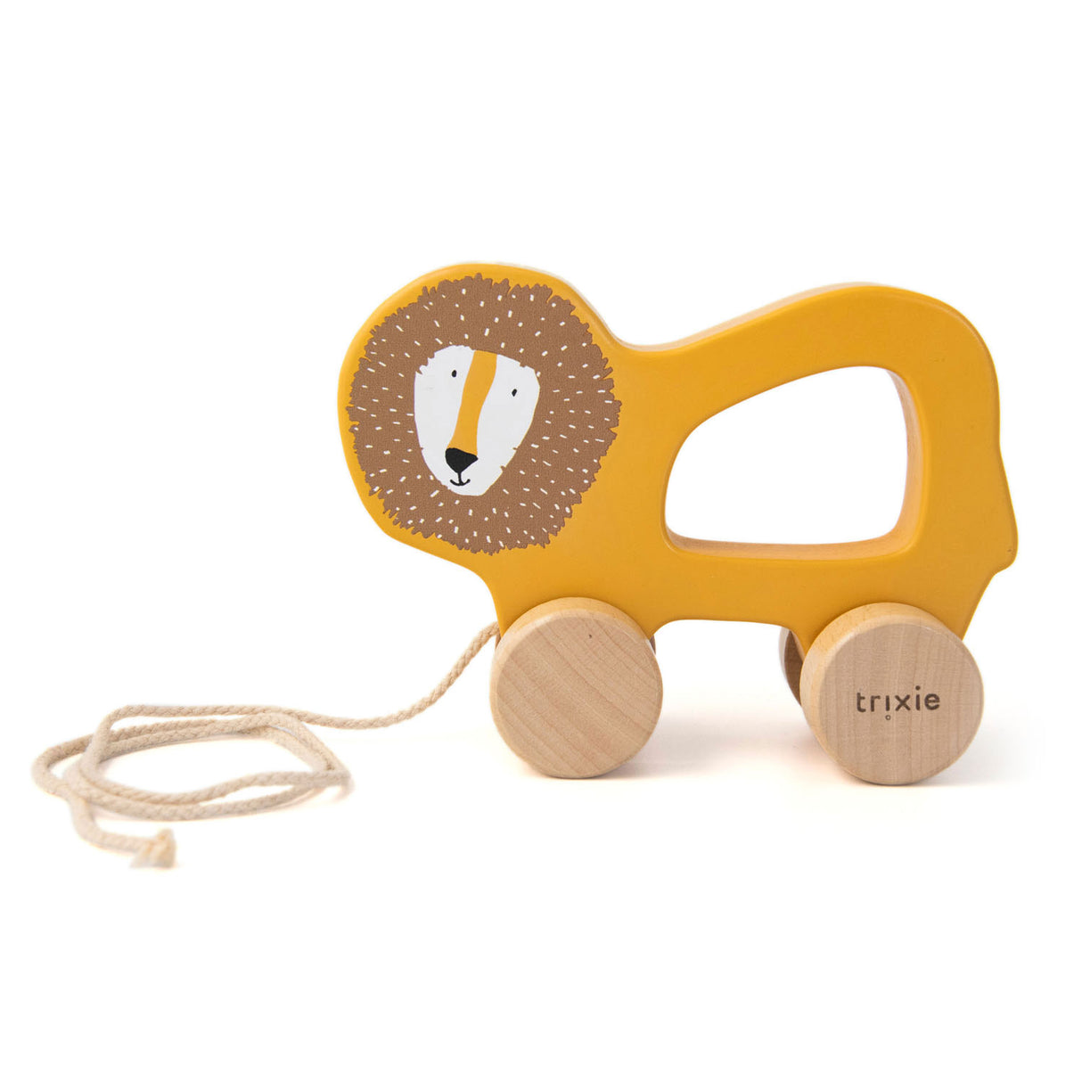 Jouet à tirer en bois Trixie - mr. lion - pour les premiers pas - jouets pour bébé - pour garçons filles - lion