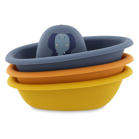 Trixie bateaux de bain empilables - 3 pièces - jouets de bain en silicone - jouets flottants pour les tout-petits - à partir de 6 mois