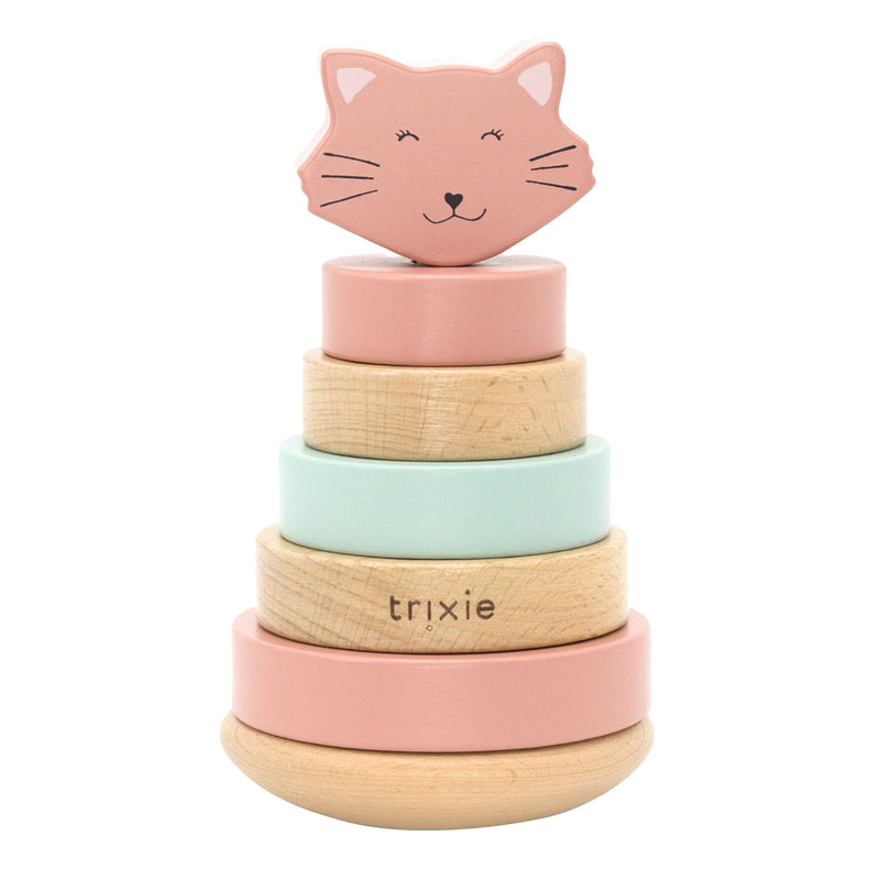 Tour empilable en bois Trixie - mrs. chat - jouet empilable en bois - jouets éducatifs - pour garçons filles - chat