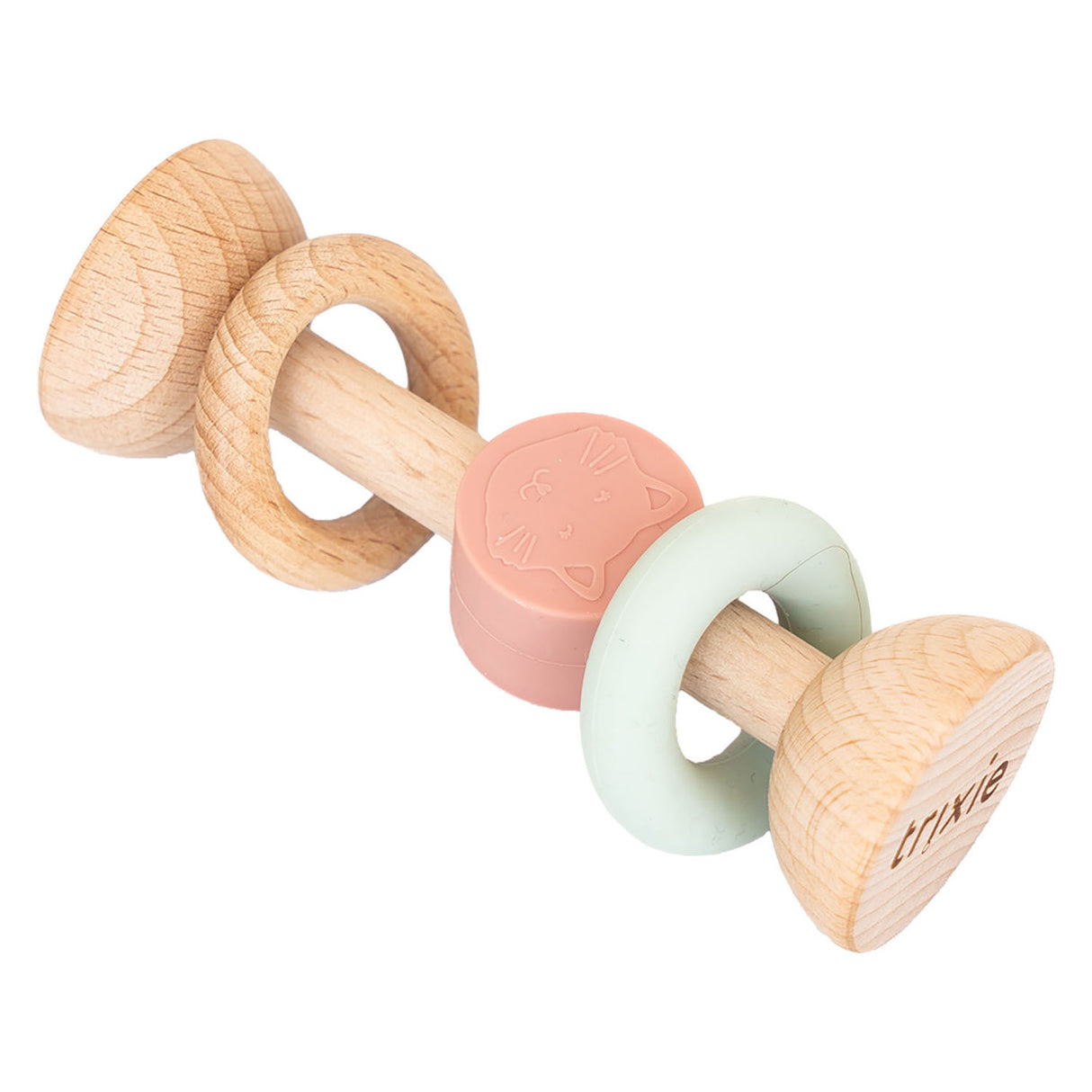 Trixie Wooden Silicone Rattle - Sra. gato