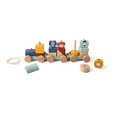 Jouets en bois Trixie - Train d'animaux - avec blocs de construction - Coffret de train avec blocs - à partir de 1,5 ans - pour garçons et filles - FSC