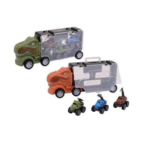 Johntoy John Toy Dino camion de stockage + trois voitures