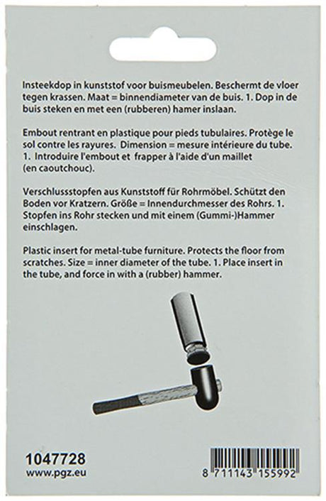 Mack 1047728 - insteekdop kunstsstof zwart 20 x 20 mm 4 st pcs | 6 stuks