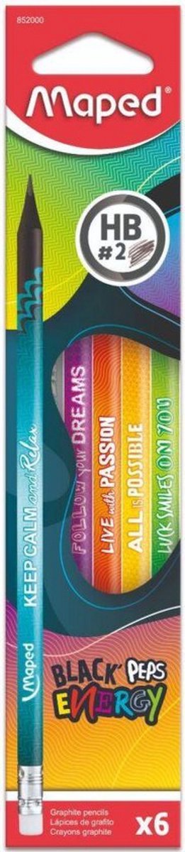Maped office maped crayons noirs peps energy hb2 6 pièces