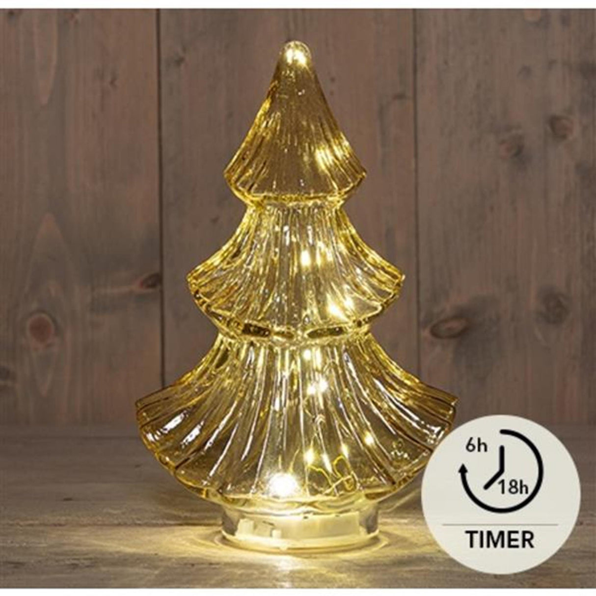 Anna's collection Sapin de Noël LED verre ambre h24cm