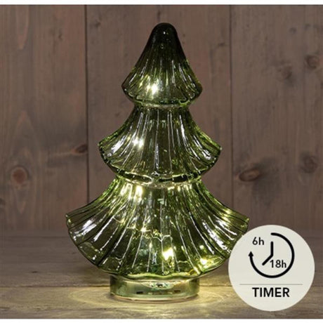 Anna's collection sapin de Noël led verre vert h24cm