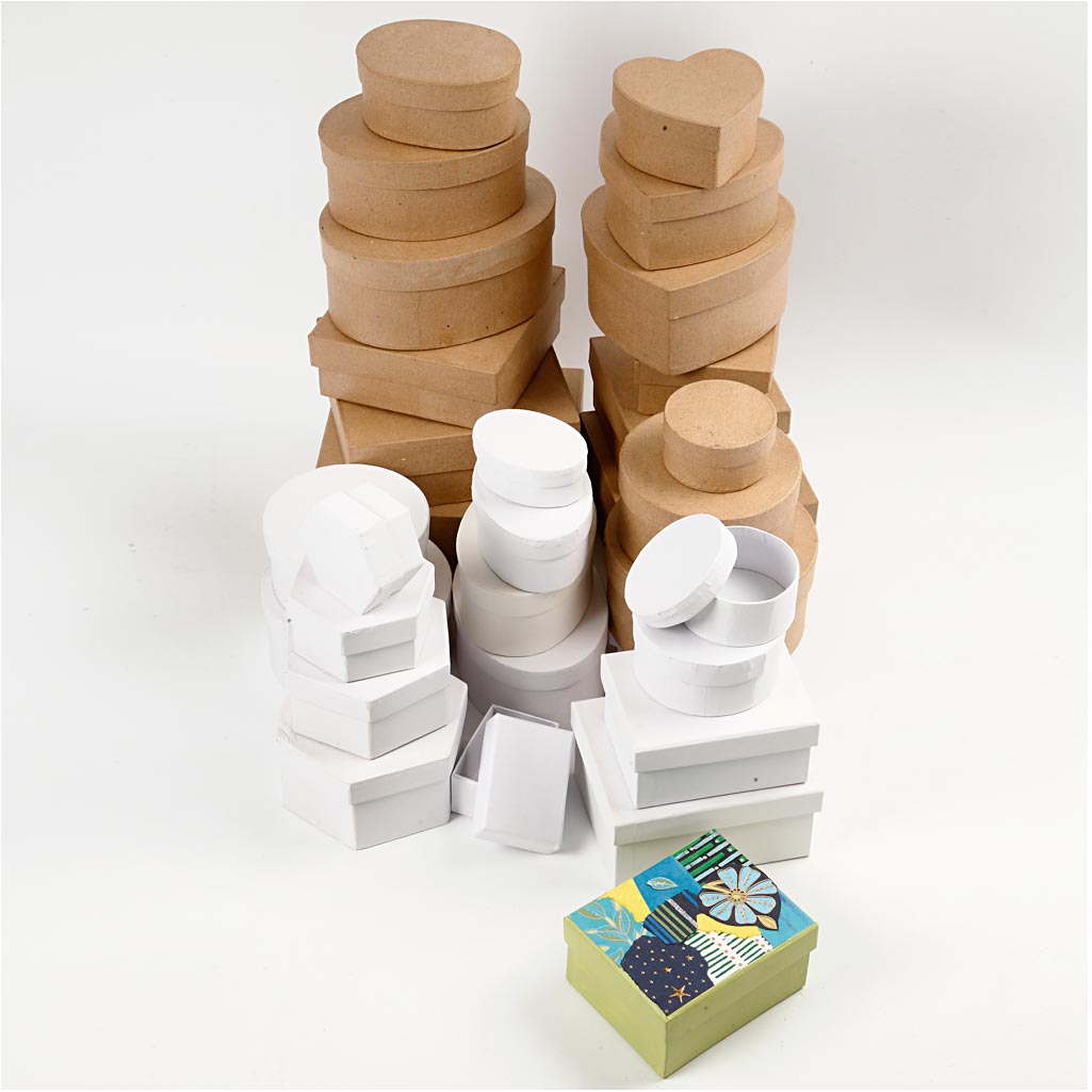 Boîtes de société Creativ Brown et blanc 6,5 à 18 cm, 30e.