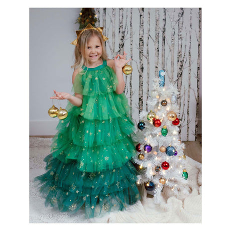 Robe sapin de Noël grands prétendants avec bandeau - 5-6 ans