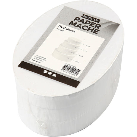 Creativ company creotime boîtes ovales carton 10-12-14-16 cm blanc 4 pièces