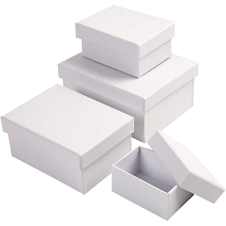 Creativ Company Boîtes rectangulaires blanches avec couvercle, 4e.