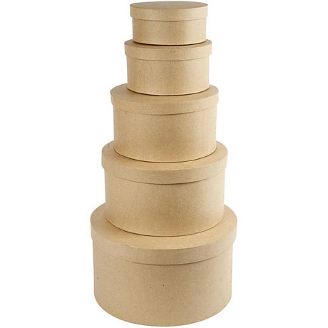 Boîtes à chapeaux rondes Creativ company, h: 8+10+13+15+19 cm, d 16,5+18,5+24+28,5+35,5 cm, 5 pièces 1 set
