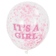 Haza witbaard confetti ballonnen meisje, 6st.