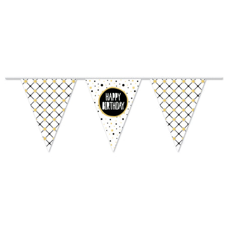 Haza barbe blanche drapeau ligne joyeux anniversaire or, 10mtr.