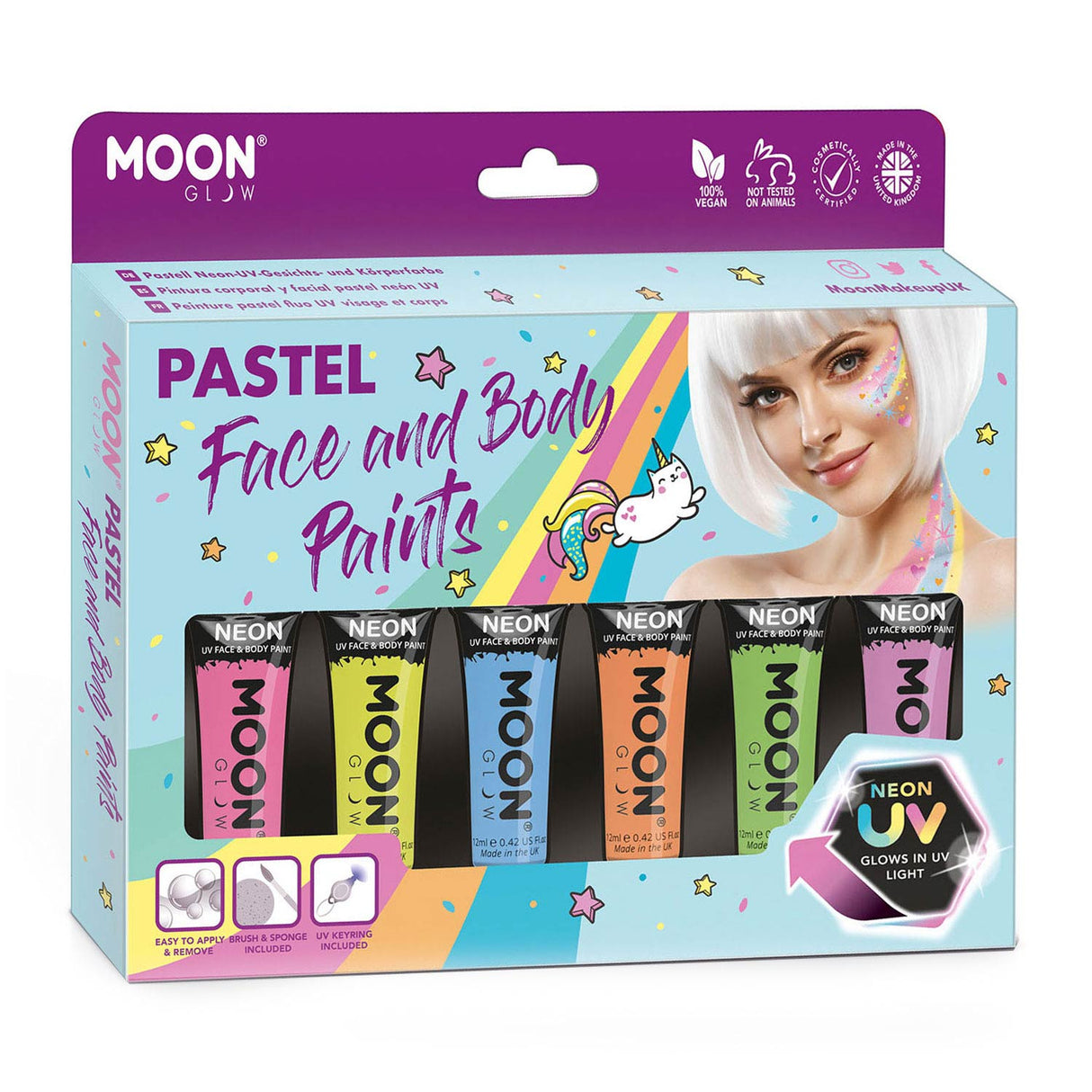 Haza barbe blanche kit de maquillage peinture pour le corps visage - néon pastel