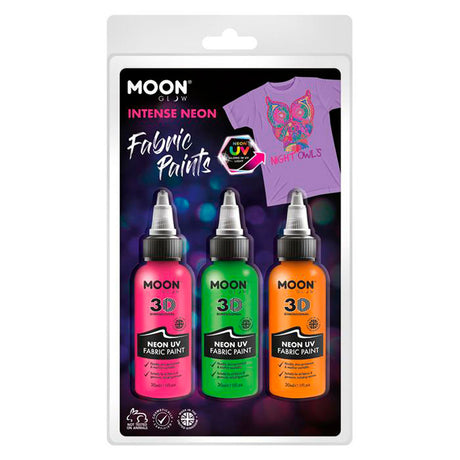 Haza peinture textile barbe blanche néon 3x30ml - orange, vert, rose