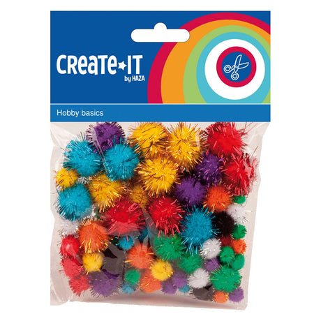 Pompons pailletés barbe blanche Haza, 78pcs.