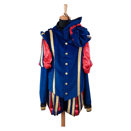 Haza witbaard pieten pak fluweel luxe blauw rood xl