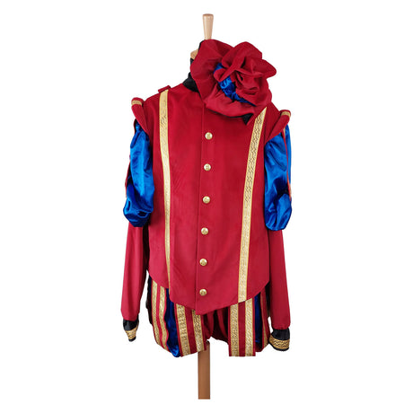 Haza witbaard pieten pak fluweel luxe rood blauw xl
