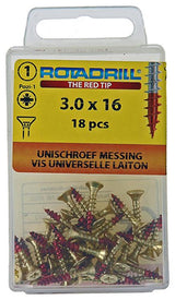 Rotadrill 1039886 - universeelschroef messing vk pzd 3,0x16mm (18) | 6 stuks