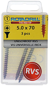 Rotadrill 1039863 - universeelschroef vk pzd rvs-a2 5.0x70mm (3) | 6 stuks